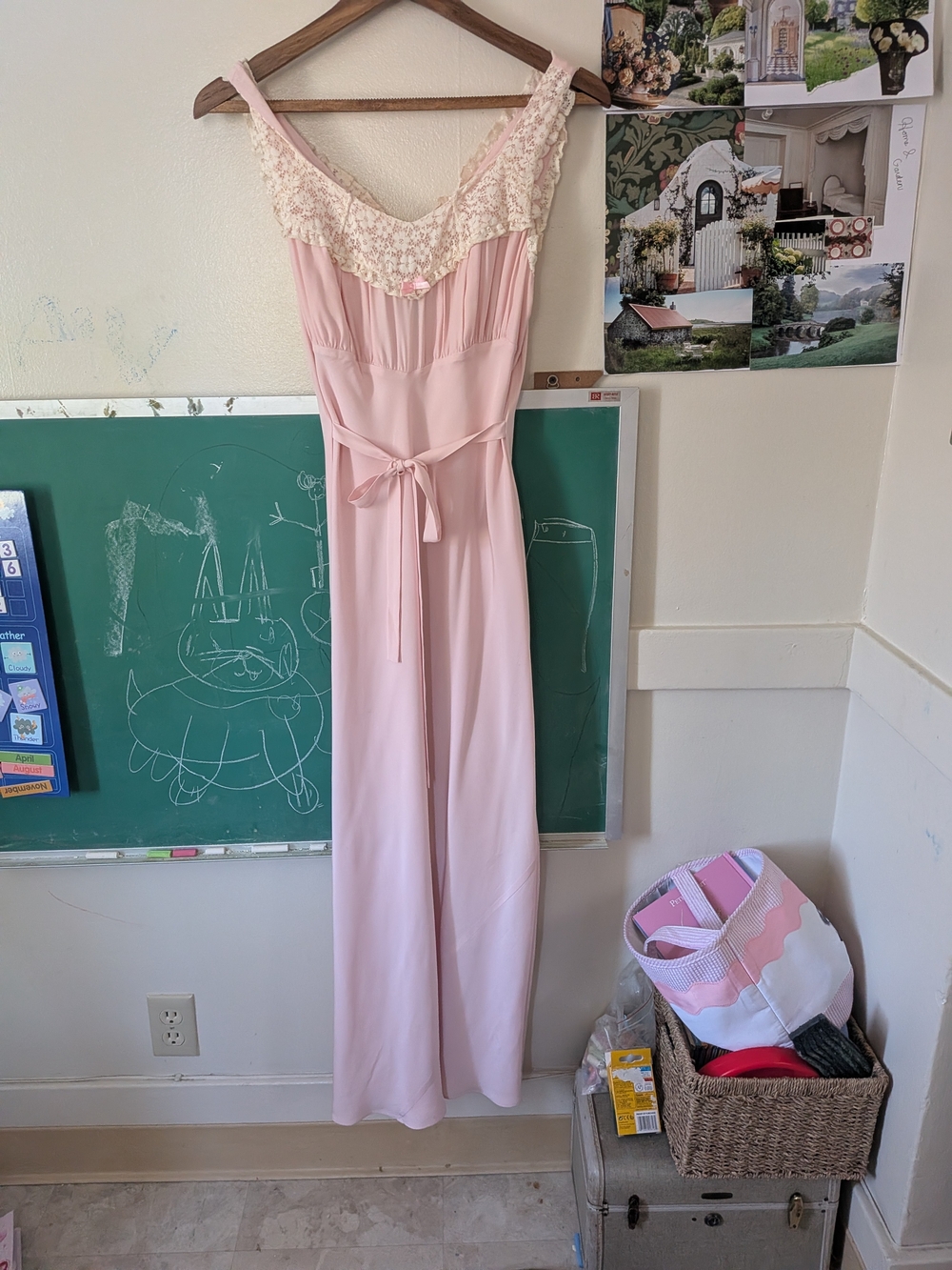 Reformation Pale Pink Lace-Trim Maxi Dress